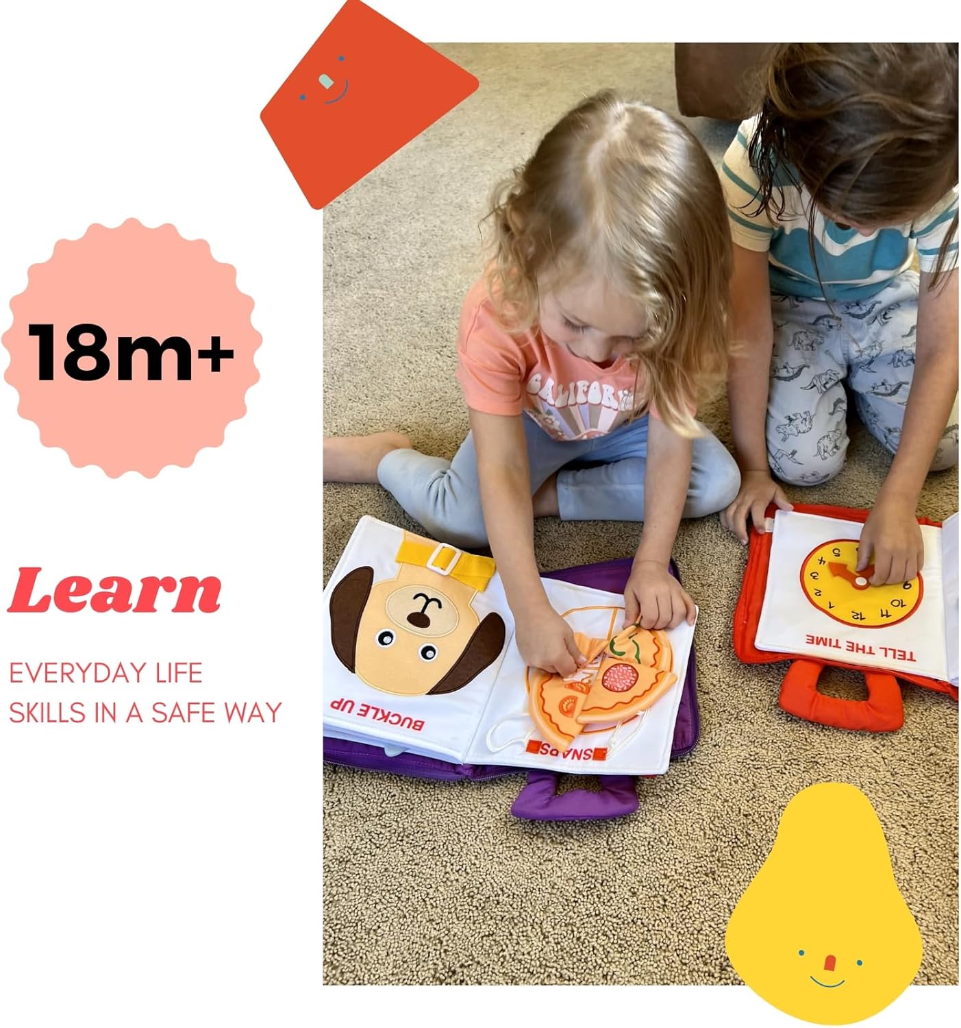 BAVY My Quiet Book - Toddler Plane Activities, Car Airplane Montessori Busy Board Book for Toddlers 1-3 - No Parts to Get Lost - Gifts for 1 2 3 4 Year Old Girl, Birthday Gifts Toys Age 2-4