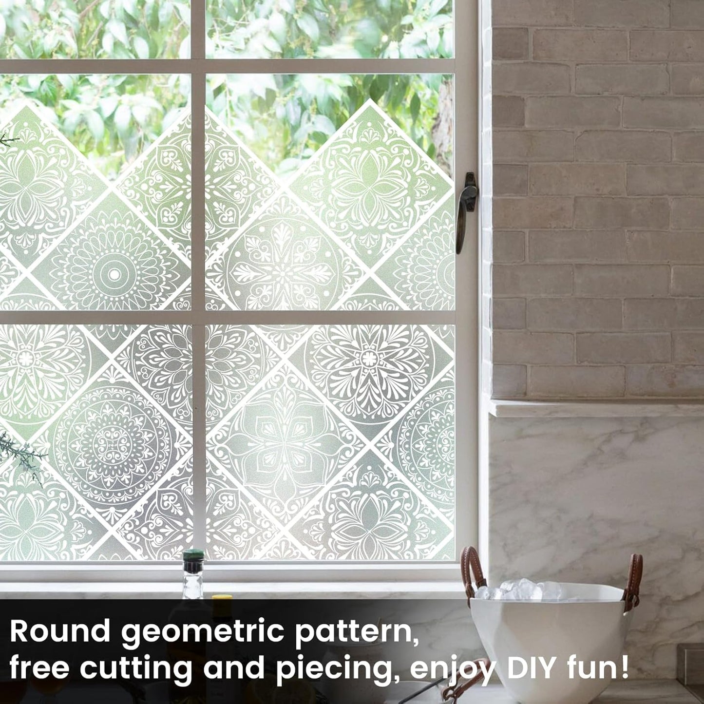 DKTIE Wooden Blinds Pattern Decorative Window Privacy Film, Sun Blocking Heat Control, Static Cling No Glue, with Installation Tools, Stained Glass Window Film (S531, 17.7" x 78.7")