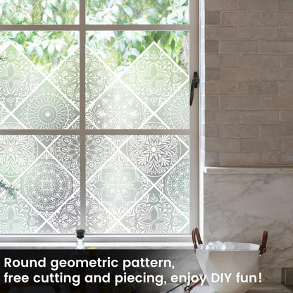 DKTIE Wooden Blinds Pattern Decorative Window Privacy Film, Sun Blocking Heat Control, Static Cling No Glue, with Installation Tools, Stained Glass Window Film (S531, 17.7" x 78.7")