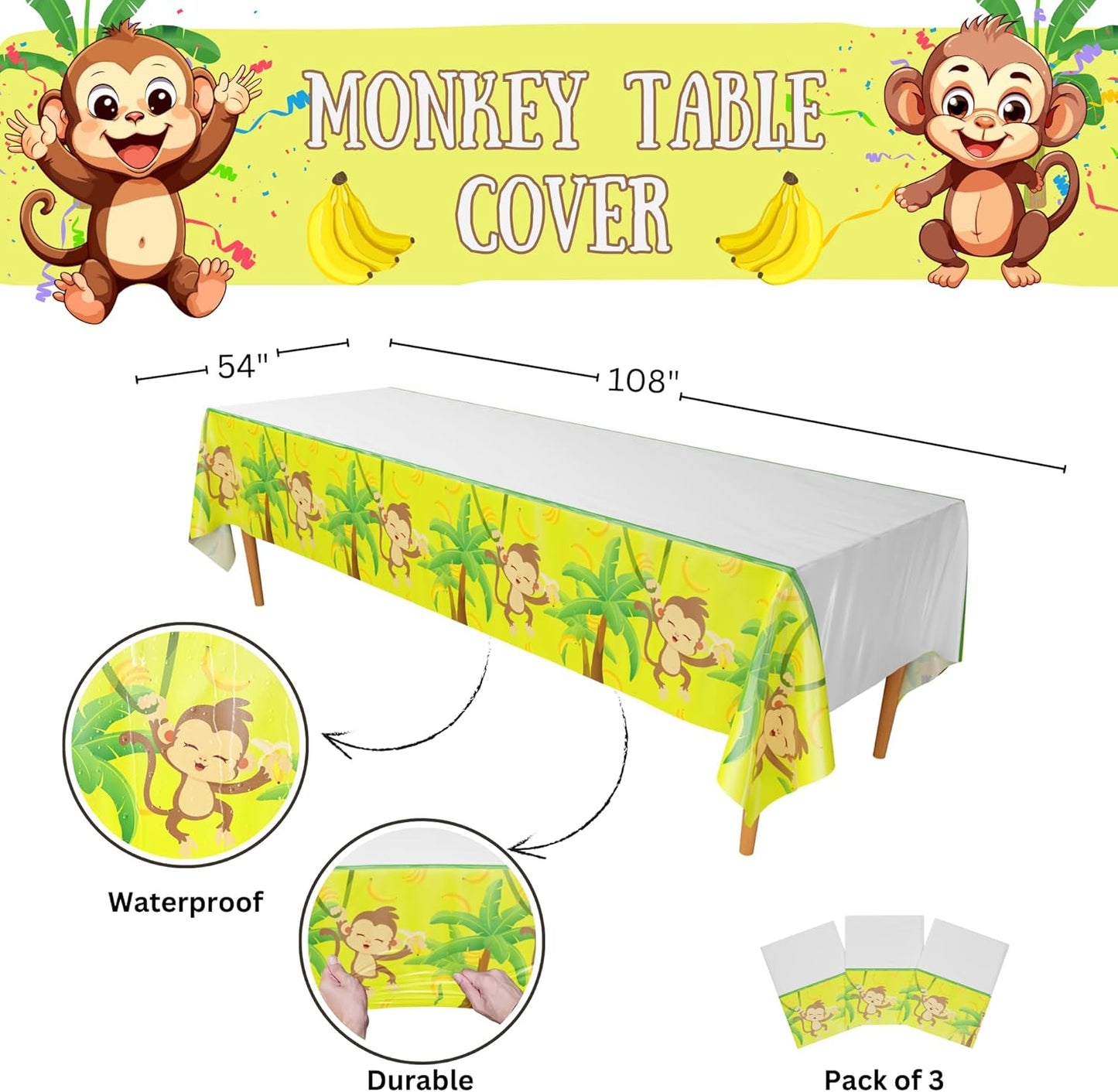 Blue Orchards Science Table Covers (Pack of 3) - 54"x108" XL - Science Birthday Party Decorations, Chemistry Party, Laboratory Theme Table Cloth