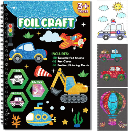 Foil Craft Bugs Butterfly DIY Art Fun Kits Set, No Mess Creative Foil Art Drawing Game for Kids, Birthday Gifts Crafts Supplies Travel Toys for Girls Boys Ages 4-9