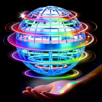Flying Orb Ball Toy, 2026 Upgrade Hand Controlled Hover Ball with LED Lights,360° Rotating Boomerang Globe Cool Mini Drone, Ideal Birthday&Christmas Gift for Boys Girls-Blue & Purple