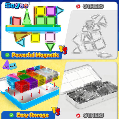 Magnetic Tiles Toddler Toys Magnetic Building Blocks for Kids Ages 3-12 STEM Educational Toys for Girls & Boys Sensory Toys for Kids with Autism Classroom Must Haves Outdoor Toys