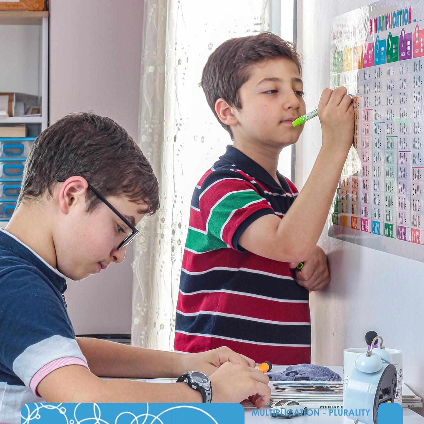 Large Dry Erase Multiplication Chart – 39.4x16” Clear Times Table Chart, Reusable Write & Wipe Multiplication Table Chart, Educational Dry Erase Color Multiplication for Kids, Sticks to Any Surface