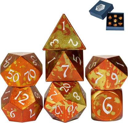 UDIXI Steampunk Metal Dice Set, 7 Die Polyhedral DND Dice Set for D&D Role Playing Game and Math Teaching (Ancient Copper)