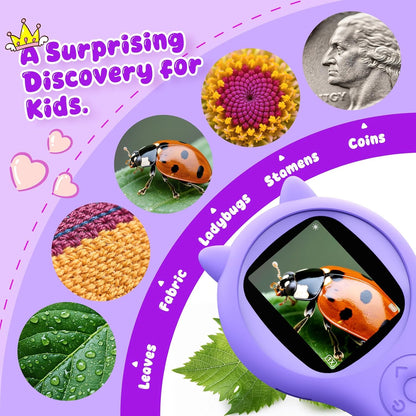 Microscope for Kids - Electronic Handheld Magnifying Glass for Children-STEM Outdoor Science Kit for Summer Travel & Camping Toy,Birthday Gifts Toys for 5-8 9-12 Year Old Girls（Purple）