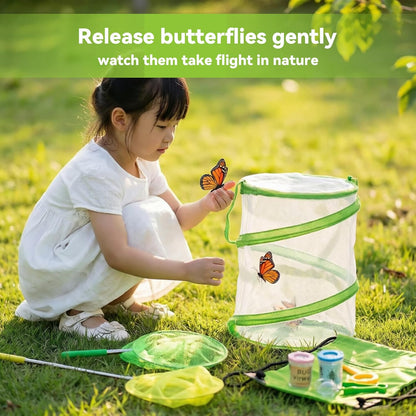 11Pack Bug Catcher for Kids, Bug Catching Kit with Extendable Bug Net, Butterfly Net, Collection Boxes, Butterfly Cage, Backpack, Outdoor Explorer Adventure Set for Boys Girls Ages 4-12