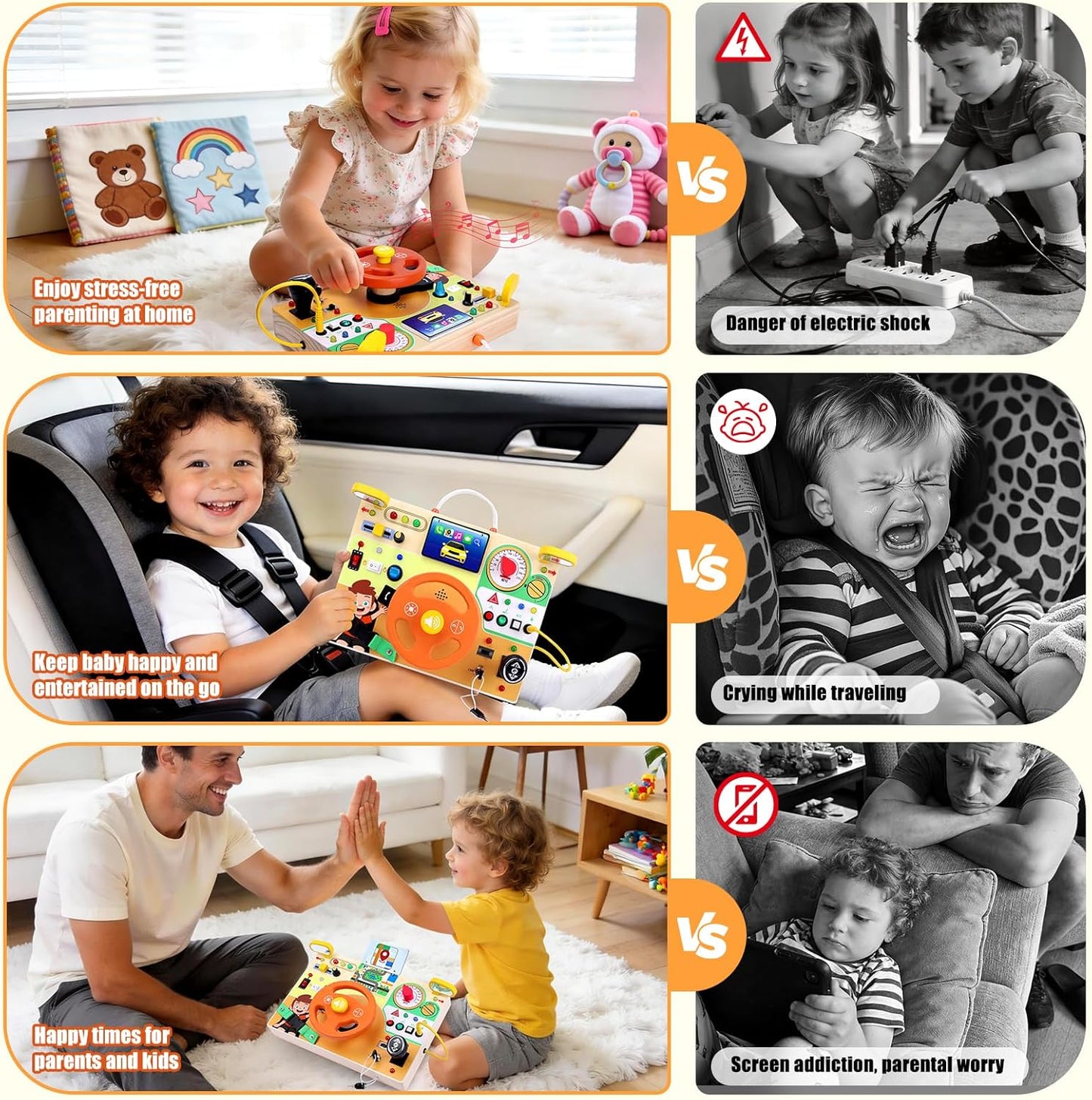 Konijiwa Busy Board - Montessori Toys for 1-3 Years Old Boys & Girls | Sensory Toys for Kids with Autism | Toddlers Learning Activity for Early Development (Busy Board v2)