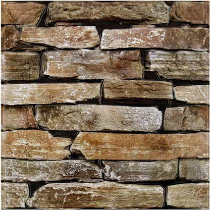 COMSTICKC 3D Faux Gray Stone Wall Sticker Peel and Stick Wall Panels,10 Pcs of 12"X12",Ultra-Light Thin PVC Decorative Tiles Rocks Stone Backsplash Interior Decor,Paintable