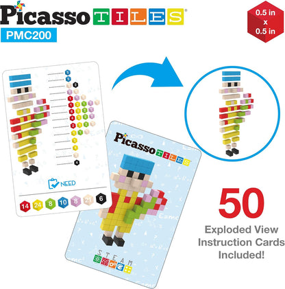 PicassoTiles 60pc Magnetic Puzzle Cube Building Set 1 Inch 3D Blocks STEM Construction Toy for Toddlers Kids Boys Girls Age 3+ Montessori Learning Travel Sensory Gift with Educational Idea Book PMC60