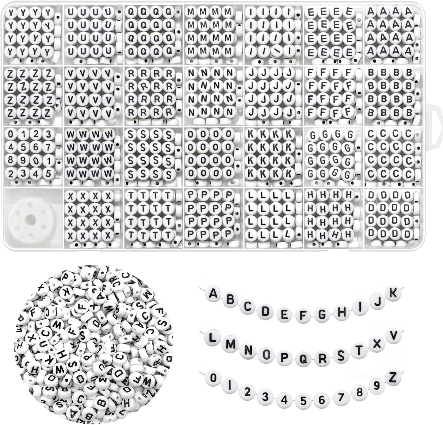 Colorful Alphabet Beads A-Z 1350+Pcs Letter Bead, Acrylic 4x7mm Round Digit Letter Beads Kits,Bracelets Necklaces DIY Jewelry Making Kits (Colorful,1350+PCS)