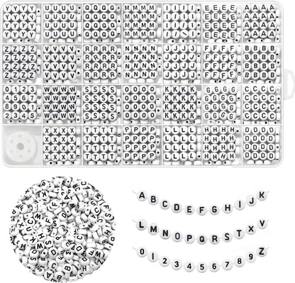 Colorful Alphabet Beads A-Z 1350+Pcs Letter Bead, Acrylic 4x7mm Round Digit Letter Beads Kits,Bracelets Necklaces DIY Jewelry Making Kits (Colorful,1350+PCS)