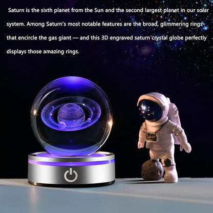 IFOLAINA 3D Solar System Crystal Ball Model Gift Space Astronomy Gift Planets Multicolor Universe Globe Ball Science Astrophysics Gift Night Light Kids Bedroom Adults Gift