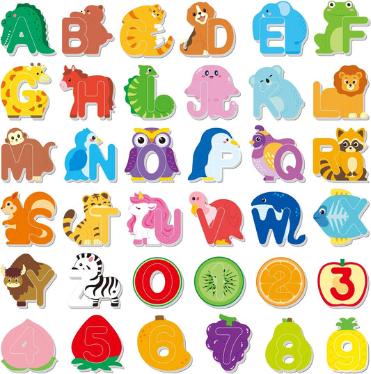 72Pcs Magnetic Letters Numbers Alphabet Fridge Magnets Cute Animals Letter Number Magnets Foam Alphabet Letters Magnets Educational Set for Learning Spelling