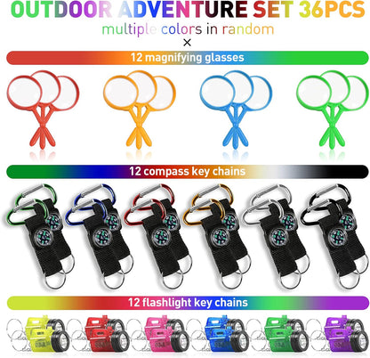PROLOSO Nature Exploration Kit Outdoor Games Party Favors Toys for Kids Perfect for Adventure Theme Parties, Explorer, Camping, Hikes, Scouts 36 Pack