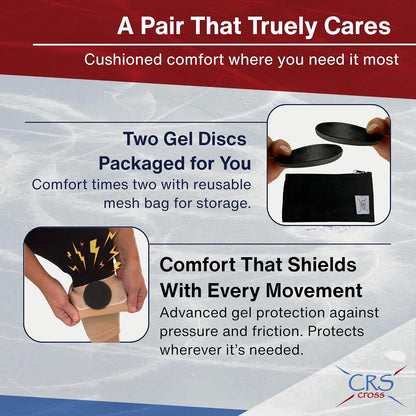CRS Cross Gel Discs. Ankle Gel Pads. Premium Cushion and Protection for Ice Skates, Hockey, Roller Skating, Inline, Hiking, Riding, and Ski Boots.