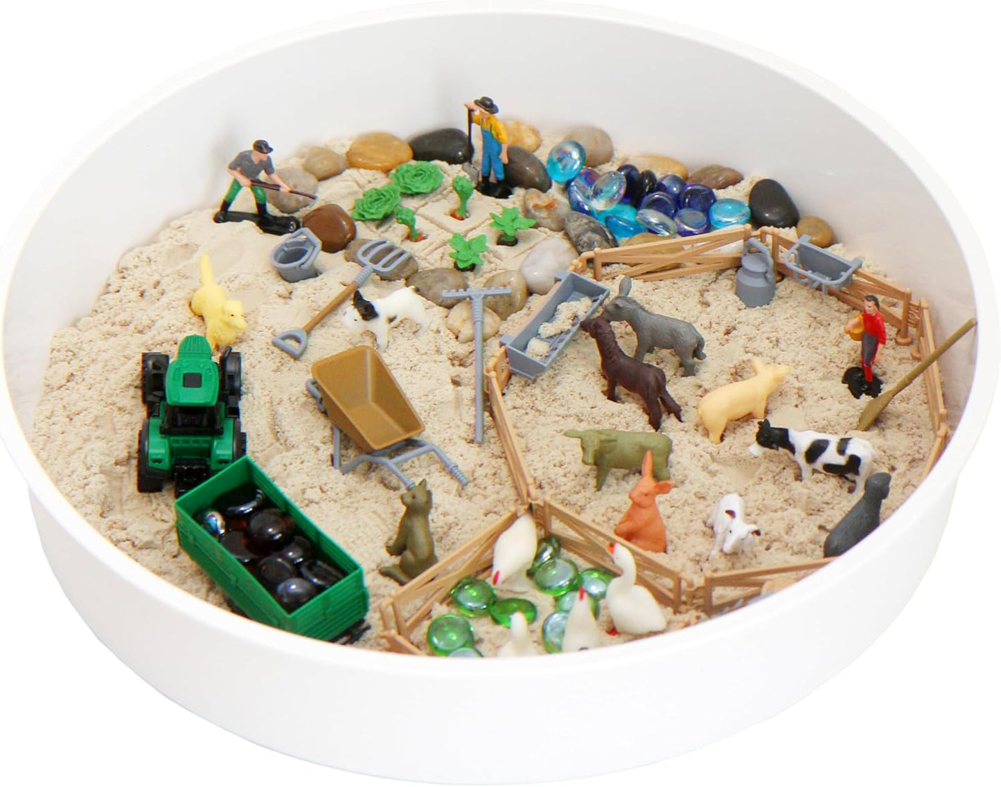 Sensory Bin Activity Set for Kids, Montessori & Reggio Inspired Classroom Materials, Small World Play Kit (ON The Farm)