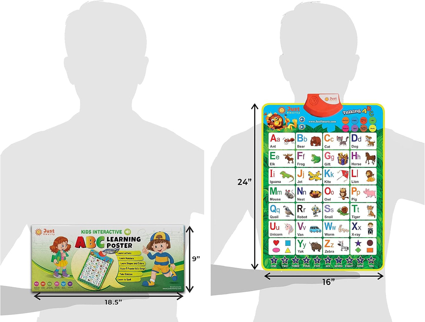 Just Smarty Alphabet Wall Chart for Toddlers 1-3 | ABCs & 123s Kids Learning Toy | Educational Gift for Infant Ages 1 2 3 4 5 | Speech Therapy for Kids 1-3 | Autism Toys for Toddlers 3-4