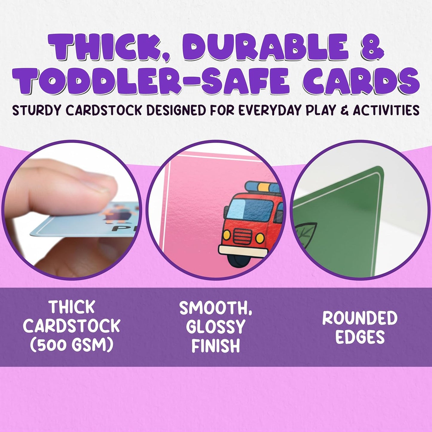 Toddler Flash Cards - 50 Big Font, 500 GSM Wipe-Clean Learning Flash Cards for Toddlers 1-3 & Ages 3-5 - Numbers, Colors, Find-the-Difference & Fun Questions - Preschool Educational Gift