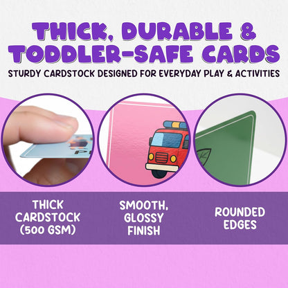 Toddler Flash Cards - 50 Big Font, 500 GSM Wipe-Clean Learning Flash Cards for Toddlers 1-3 & Ages 3-5 - Numbers, Colors, Find-the-Difference & Fun Questions - Preschool Educational Gift