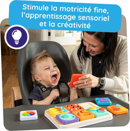 Fat Brain Toys PlayTab Essentials, Modular Sensory Activity Board, Busy Board for Toddlers and Babies Ages 12 Months+
