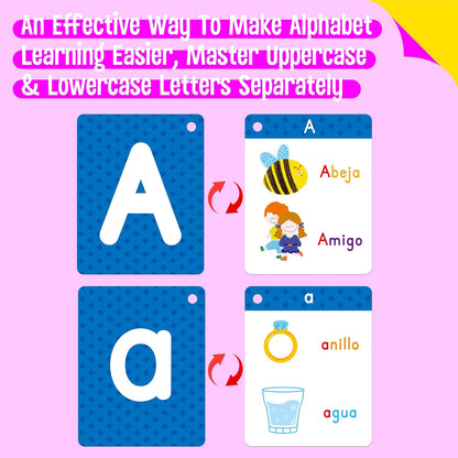 Alphabet Flash Cards, 52 Lowercase & Uppercase Letter Cards Jumbo Size Letter Sounds Flashcards Letter Recognition Learning for Kids, Toddlers, Classroom, Preschool, Kindergarten