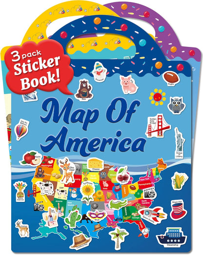Benresive Reusable Sticker Book for Toddlers, Stickers for Kids, Travel Toys for Arts & Crafts Activities, Birthday Gift for Boys & Girls, Animals Dinosaurs Insects Themes