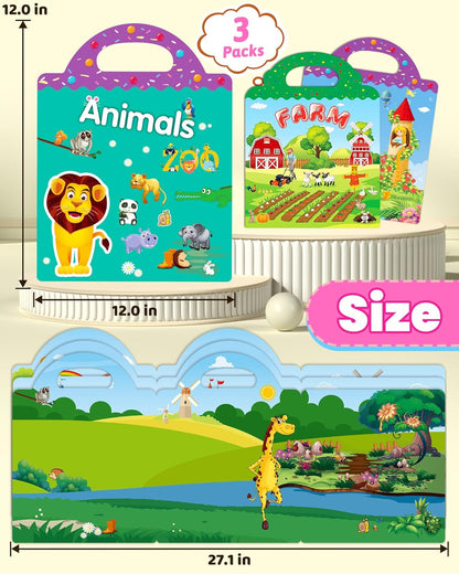 Walenced Reusable Sticker Book for Toddlers, Stickers for Kids, Toddler Sticker Book, Toddler Craft Activities, Toddler Travel Toys Ages 3 and Up Boy Girl Birthday Gifts