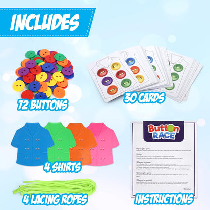 Point Games Lacing Cards Sequence Game - Threading. Sewing, Button Lace Occupational Therapy Toy, Boys & Girls Fine Motor Toys, Educational Preschool Games for Kids Ages 4+