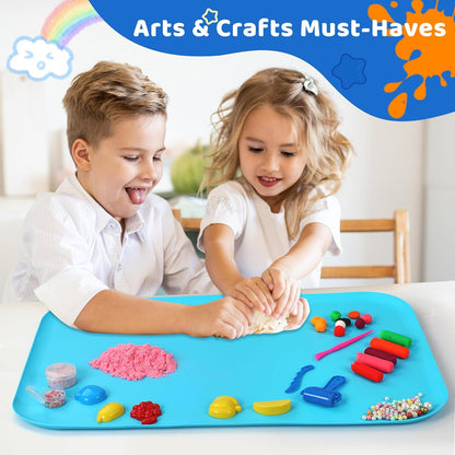 AtMini Silicone Art Mats for Kids, 24"x16" Silicone Craft Mat with Lip to Keep Clean, Play Sand, Painting, DIY Crafts Mat for Kids (Purple)