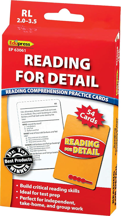 Edupress Reading Comprehension Practice Cards, Informational Text, Red Level (EP63437) Medium