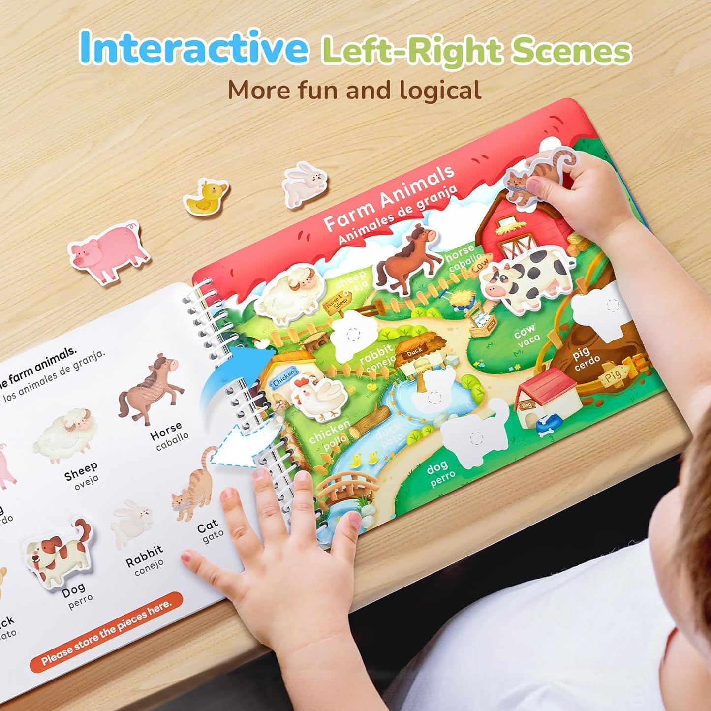 JoyCat Preschool Busy Book for Toddlers 3-5, Dual-Language Learning Activities, Educational Sensory Toys, Autism Learning Materials for Boys & Girls (Daily Life)