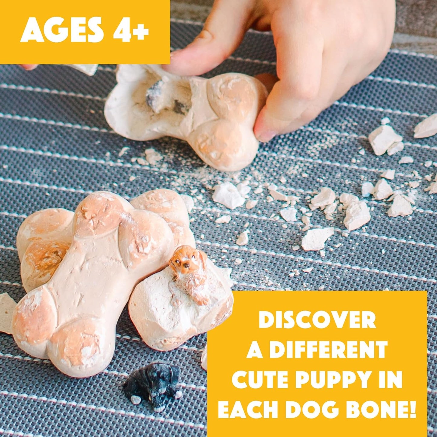MindWare Dig it Up! Puppies Excavation Kit - Educational Toys for Kids 4 and Up - Dig Kit with 12 Bones, 12 Puppy Figurines, 12 Chisels - Ideal for Group Activities, Events or Classroom Brain Breaks