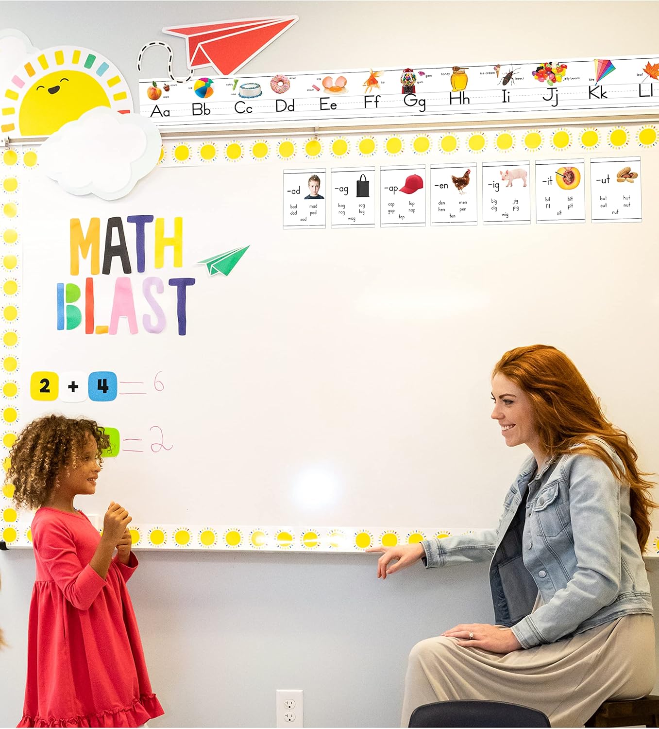 Carson Dellosa Education 26 pc Set of ABC Bulletin Board Decorations aids early learning with bright alphabet visuals and sight word images that help toddlers build strong foundational sound skills.