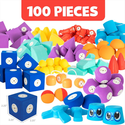 Blockaroo Magnetic Foam Building Blocks – 50-Piece Set, Bath & Bathtub Toys for Toddlers, Sensory STEM Building Blocks for Kids Ages 3-5