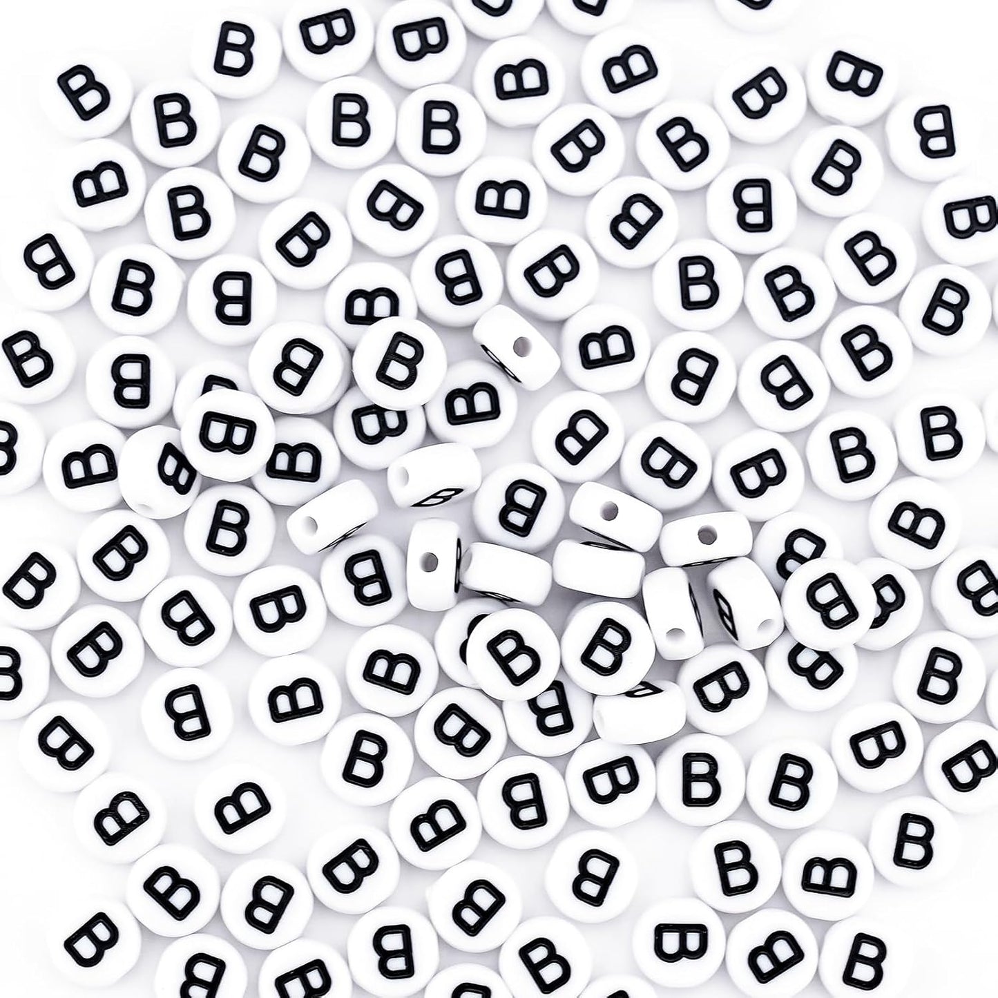 300Pcs Vowel Letter Pony Beads for Charms Bracelets Making 4X7mm Individual Round White Alphabet Beads U
