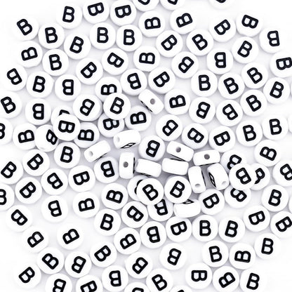 300Pcs Vowel Letter Pony Beads for Charms Bracelets Making 4X7mm Individual Round White Alphabet Beads U