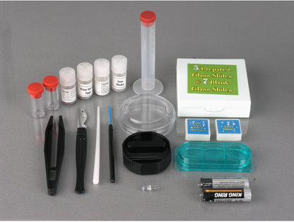 AmScope M30 Series 52-Piece STEM Microscope Kit for Kids - Monocular, Portable Compound Microscope for Kids - Includes Petri Dish, Slides & More - Black