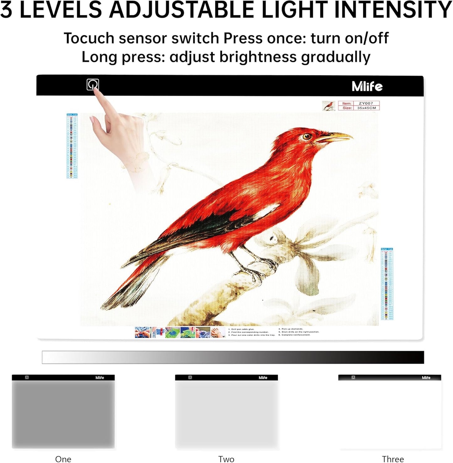 B4 LED Light Pad - Upgraded Diamond Art Light Box Dimmable Tracing Light Board, Sketching, Animation, Drawing Light Box with 4 Fasten Clips