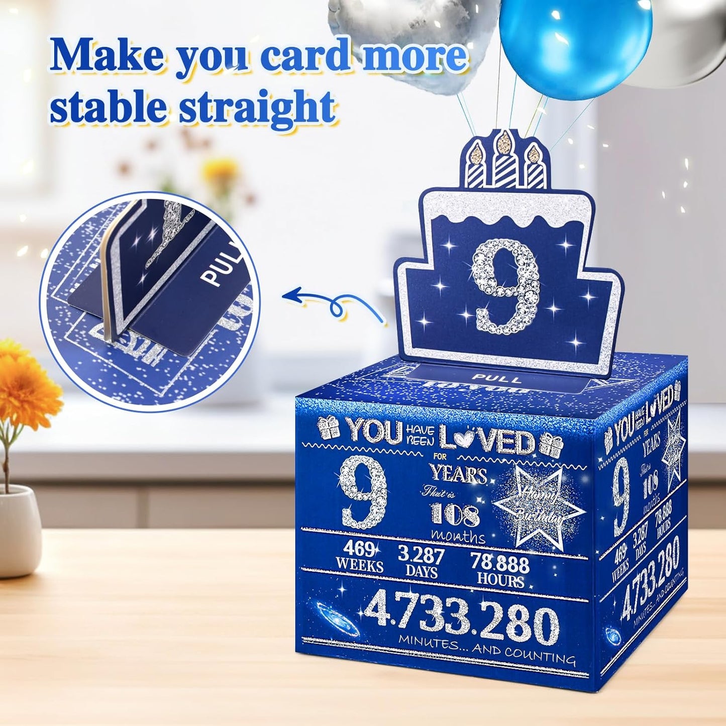 10 Happy Birthday Money Box for Cash Gift, 10th Birthday Decorations for Boys and Girls, Gifts for 10 Year Old Boy, Boy Gift Ideas, Cool Things for Teen -Blue with 100PCS Bags