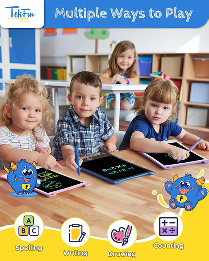 TEKFUN Kids Toys, 2Pcs LCD Writing Tablet with 4 Stylus, 8.5in Erasable Doodle Board Mess Free Drawing Pad for Kids, Car Trip Educational Toys Birthday for 3 4 5 6 7 Girls Boys