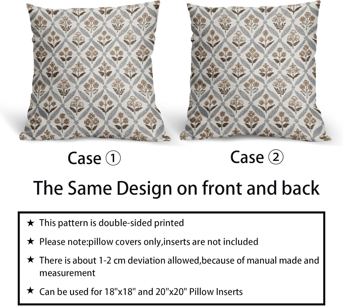 Blue Green Floral Block Print Pillow Covers 12X20 Set of 2, Flower Pattern Spring Summer Print Decorative Throw Pillow Covers Outdoor Farmhouse Seasonal Cushion Case Couch Sofa Bed Decor