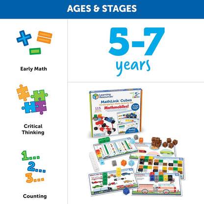 Learning Resources MathLink Cubes Kindergarten Math Activity Set Sea Adventures! - 115 Pieces, Age 5+, STEM Teaching Toys, Kindergartner Games