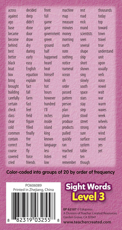 Teacher Created Resources Sight Words Level 3 Flash Cards (EP62107)