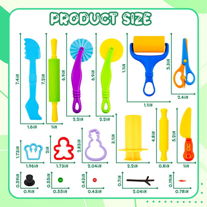 Dough Tools for Kids,9-Piece Kids Clay and Dough Tool Kit– Includes Roller, Rolling Pins, Cutting Tools, Safe Scissors & Plastic Knife for Fun DIY Craft Activities