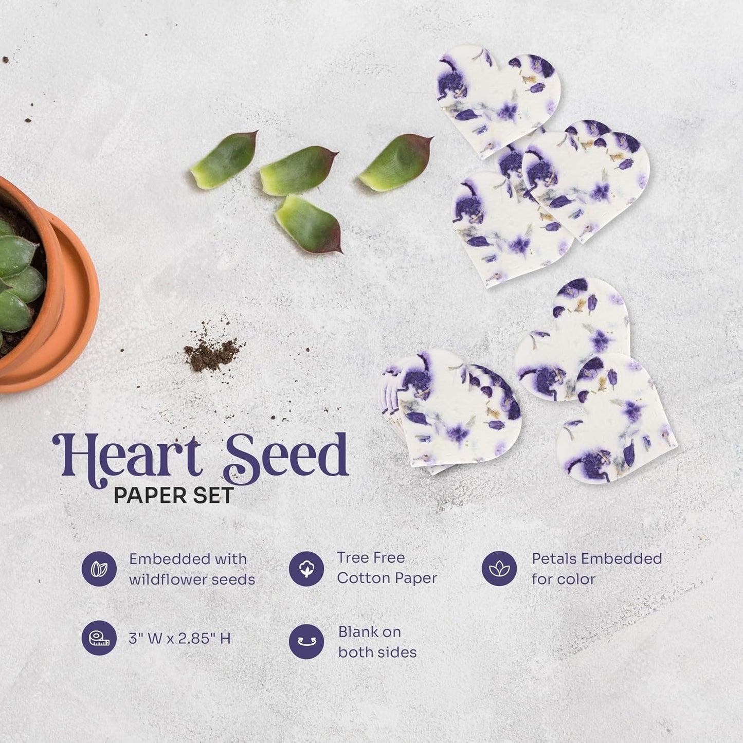Wildflower Seed Paper - Set of 24 Purple Butterfly-Shaped with Envelope and Planting Instruction, Writable & Plantable Gift for Mom and Plant Lover, Ideal for Wedding, Memorial, Baby Shower