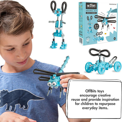 The Off Bits Erector Set: Animal Mini STEM Toys for Kids 6+, Toy Building Sets with Nuts & Bolts, STEM Building Toys Gifts for Boys and Girls (Blue Elephant)