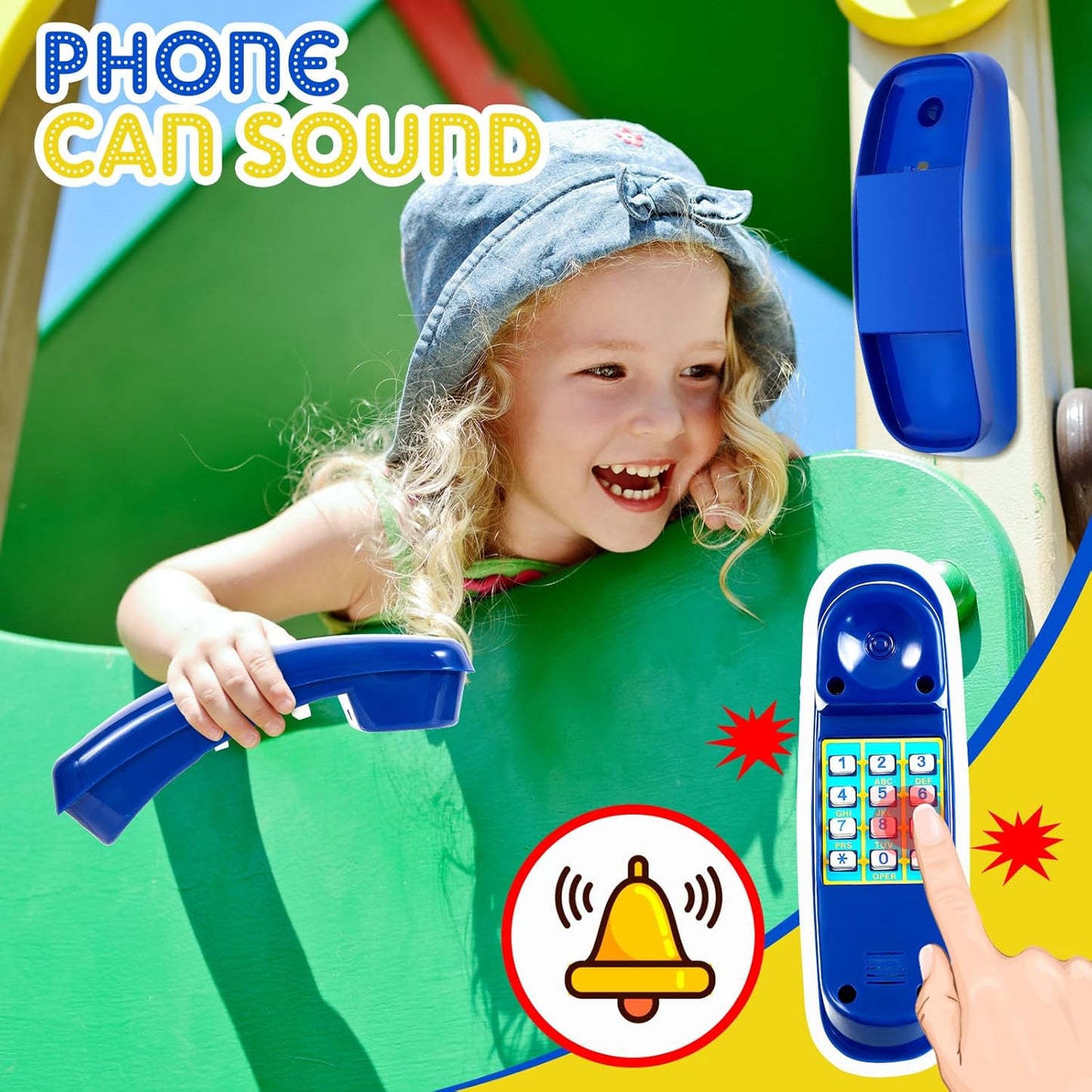 3 Pcs Playground Accessories for Kids Outdoor Swing Set Accessories Playground Equipment Pirate Plastic Ship Wheel Toy Telescope Telephone Backyard Outdoor Playhouse Climbing Equipment(Yellow, Green)