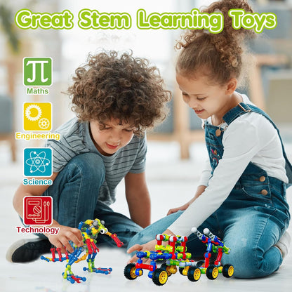 Kids STEM Building Toys for 3 4 5 6 7 8+ Year Old Boy Girl Birthday Gift, 125 Pcs Preschool Classroom Educational Building Blocks Stem Kits Activities Ages 3-5 4-8 5-7 6-8 Engineering Creative Games