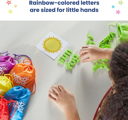 hand2mind Rainbow Lowercase Magnetic Letters, Plastic Magnetic Letters for Classroom, Alphabet Letters for Kids, Letter Recognition for Kindergarten, Word Building Letter Magnets for Kids (Set of 6)
